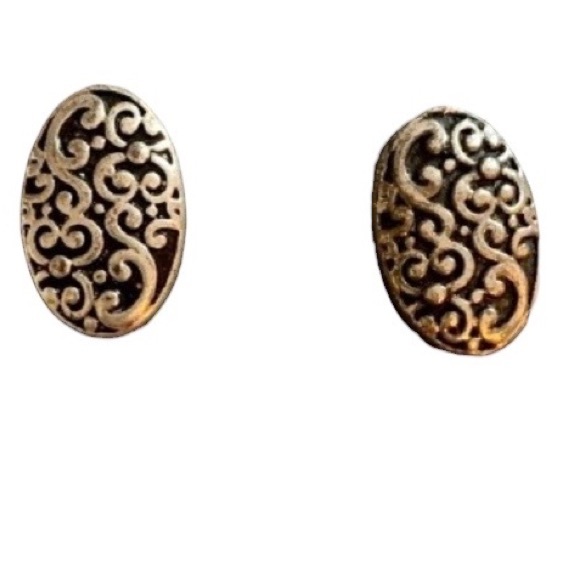 Museum Collection Vintage Silver & Black Clip In Earrings Jewelry - Picture 2 of 7